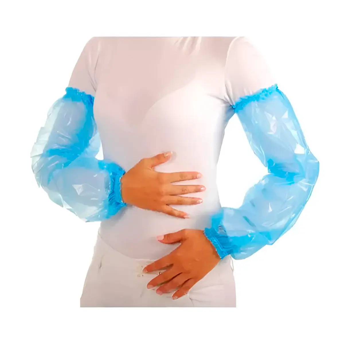Mangote Polietileno Descartável Prevemax Azul - Pacote com 100