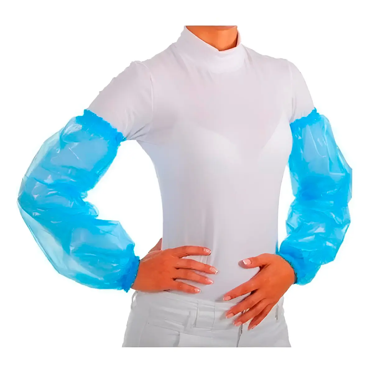 Mangote Polietileno Descartável Prevemax Azul - Pacote com 100