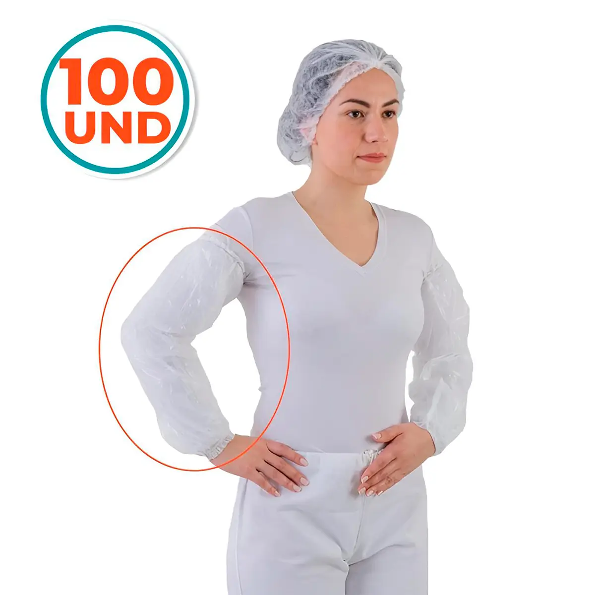 Mangote Polietileno Descartável Prevemax Transparente - Pacote com 100
