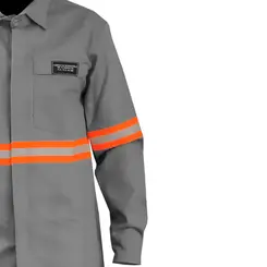 Camisa Eletricista Antichama Cinza com Faixa Refletiva - Fire DX NR10 - G