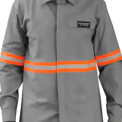Camisa Eletricista Antichama Cinza com Faixa Refletiva - Fire DX NR10 - G