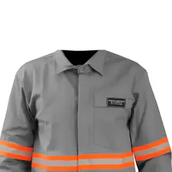 Camisa Eletricista Antichama Cinza com Faixa Refletiva - Fire DX NR10 - G
