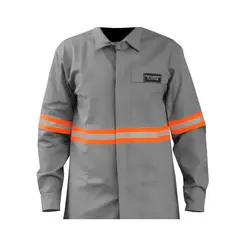Camisa Eletricista Antichama Cinza com Faixa Refletiva - Fire DX NR10 - GG