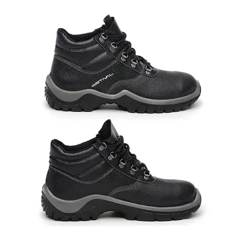 Bota Estival Work de Amarrar em Couro Preto WO10031S1