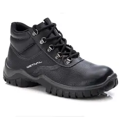 Bota Estival Work de Amarrar em Couro Preto WO10031S1