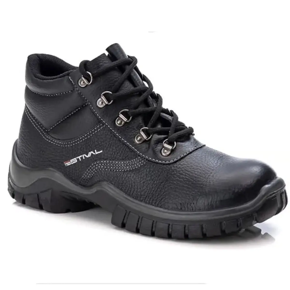 Bota Estival Work de Amarrar em Couro Preto WO10031S1