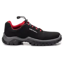 Sapato Energy Audi Estival EN10021S2 com Biqueira Plástica Preto e Vermelho