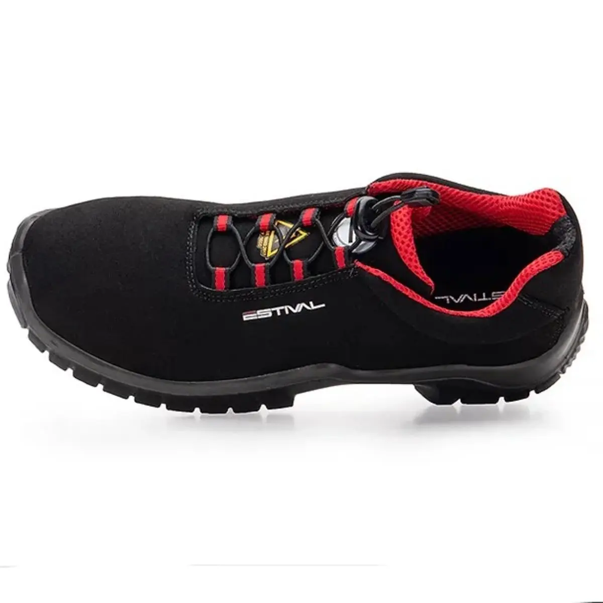 Sapato Energy Audi Estival EN10021S2 com Biqueira Plástica Preto e Vermelho