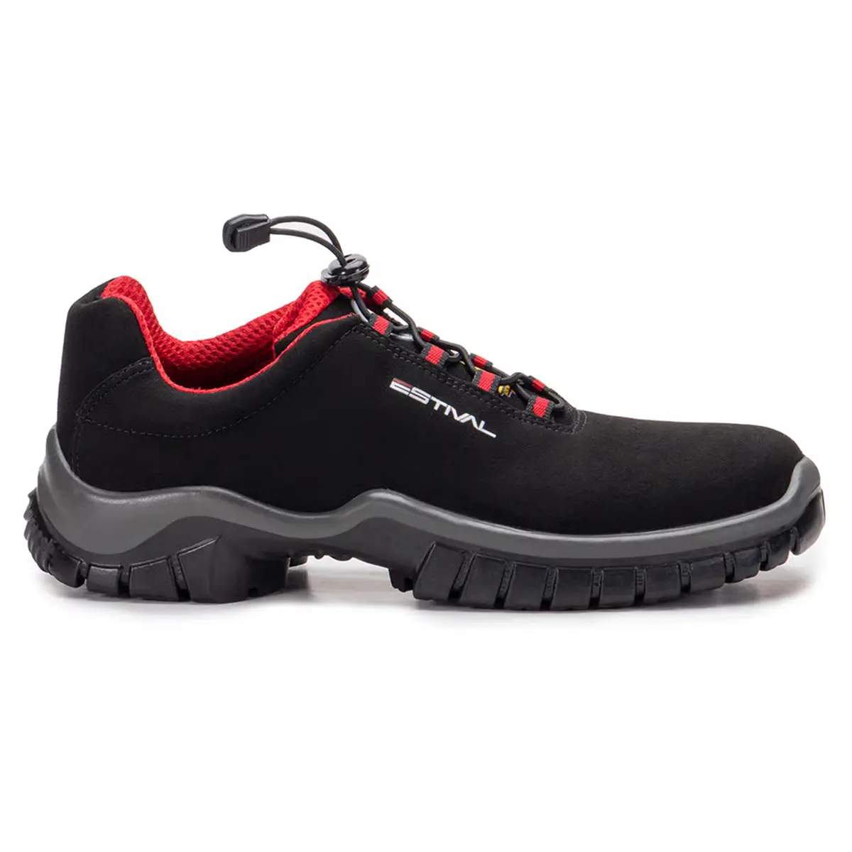 Sapato Energy Audi Estival EN10021S2 com Biqueira Plástica Preto e Vermelho