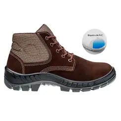 Botina de Amarrar Nobuck Café 50B26CB Bico Pvc Marluvas