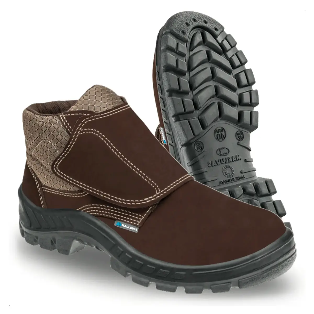 Botina Nobuck Marrom Café com Velcro 50B26-CB-VEL-BP Marluvas