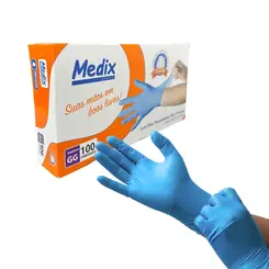 Luva Procedimento Não Cirúrgico Nitrílico Azul Medix - 100 unidades