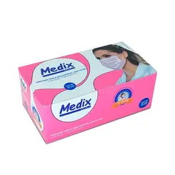 Máscara Tripla TNT Cirúrgica Rosa Medix caixa com 50 unidades