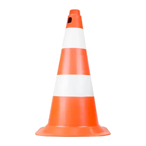 Cone de Sinalização 50cm Laranja com Faixa Branca Plastcor