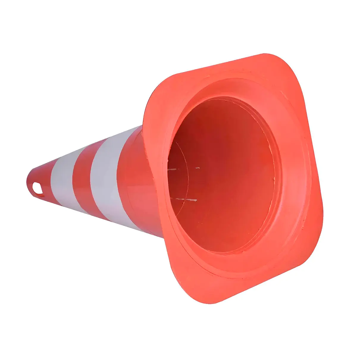 Cone de Sinalização 50cm Laranja com Faixa Branca Plastcor