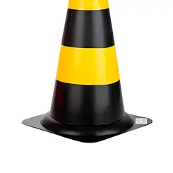 Cone de Sinalização Preto e Amarelo Rígido 50 Cm