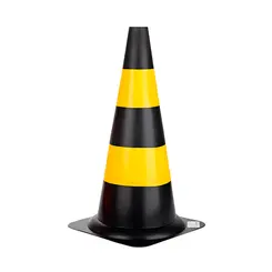 Cone de Sinalização Preto e Amarelo Rígido 50 Cm
