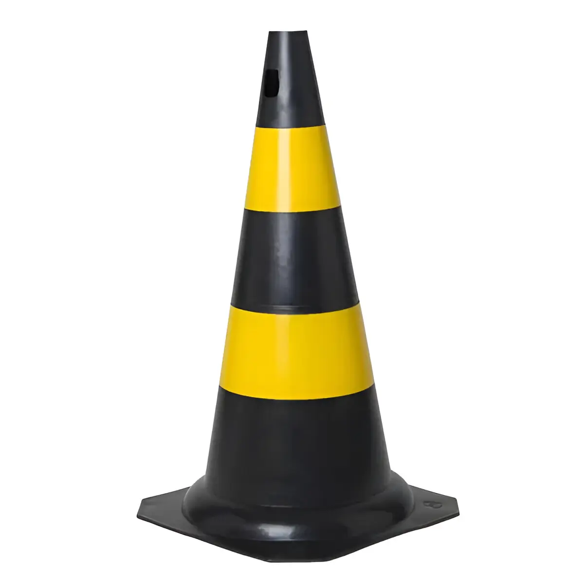 Cone de Sinalização Preto e Amarelo Rígido 50 Cm