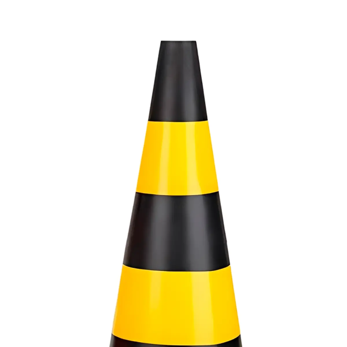 Cone de Sinalização Preto e Amarelo Rígido 50 Cm