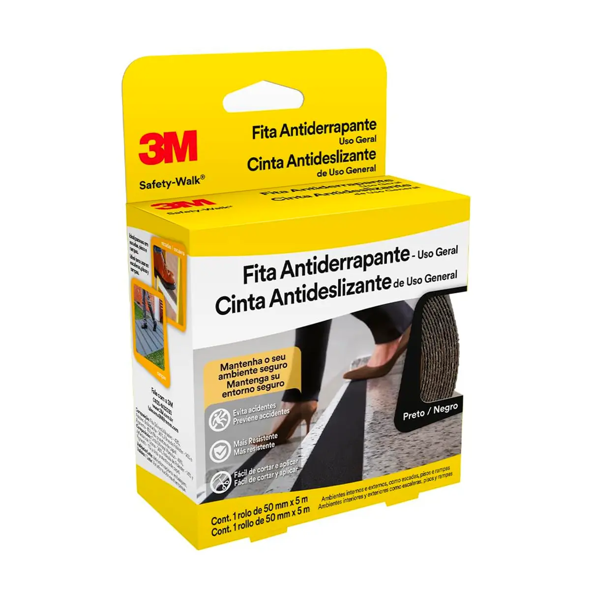 Fita Antiderrapante Preta 3M Safety Walk 50 mm x 5 m