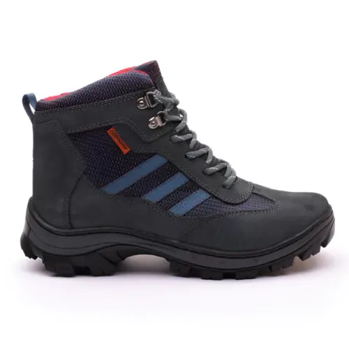Bota Coturno Feminina Gogowear Couro Ruger.D Cinza e Vermelho
