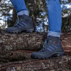 Bota Coturno Feminina Gogowear Couro Ruger.D Cinza e Vermelho