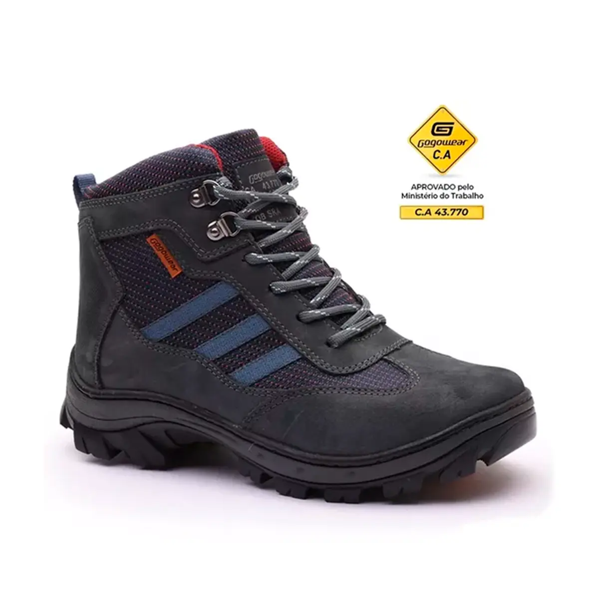 Bota Coturno Feminina Gogowear Couro Ruger.D Cinza e Vermelho