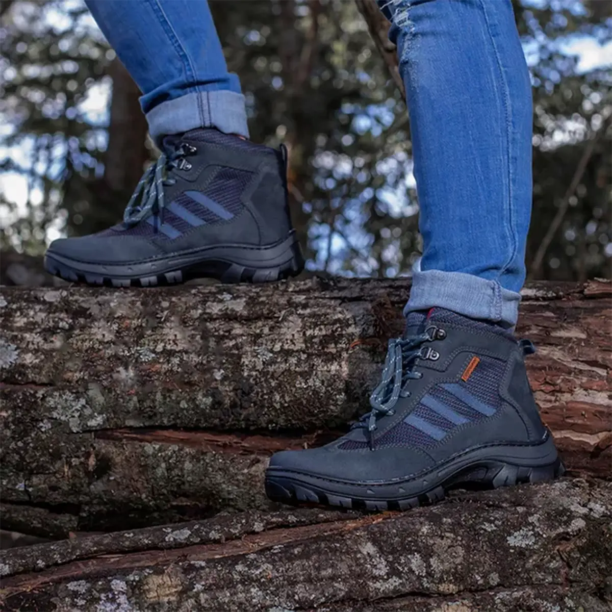 Bota Coturno Feminina Gogowear Couro Ruger.D Cinza e Vermelho