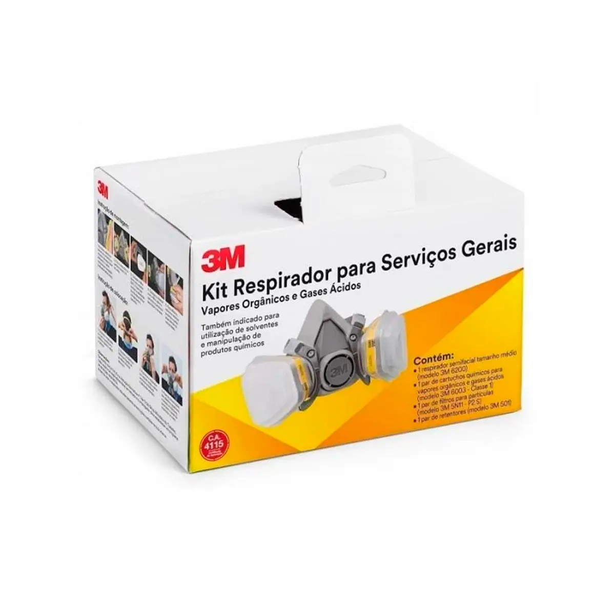 Kit Respirador Cartuchos Filtros e Retentores para Serviços Gerais 3M