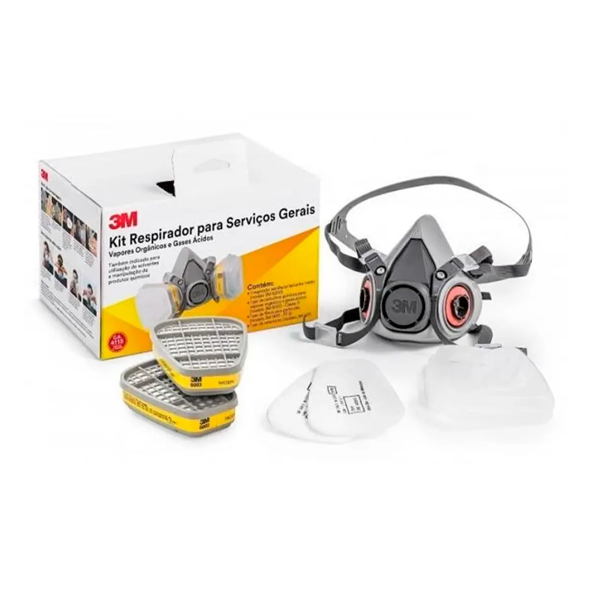 Kit Respirador Cartuchos Filtros e Retentores para Serviços Gerais 3M