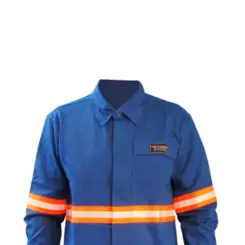 Camisa Eletricista NR10 Azul com Refletivo Maicol