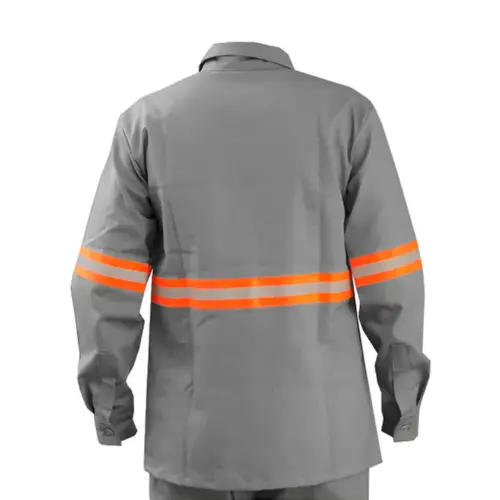 Camisa Eletricista NR10 Cinza Com Refletivo-Maicol