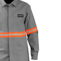 Camisa Eletricista NR10 Cinza Com Refletivo-Maicol