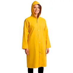 Capa de Chuva em PVC com Capuz Amarela POP-Maicol