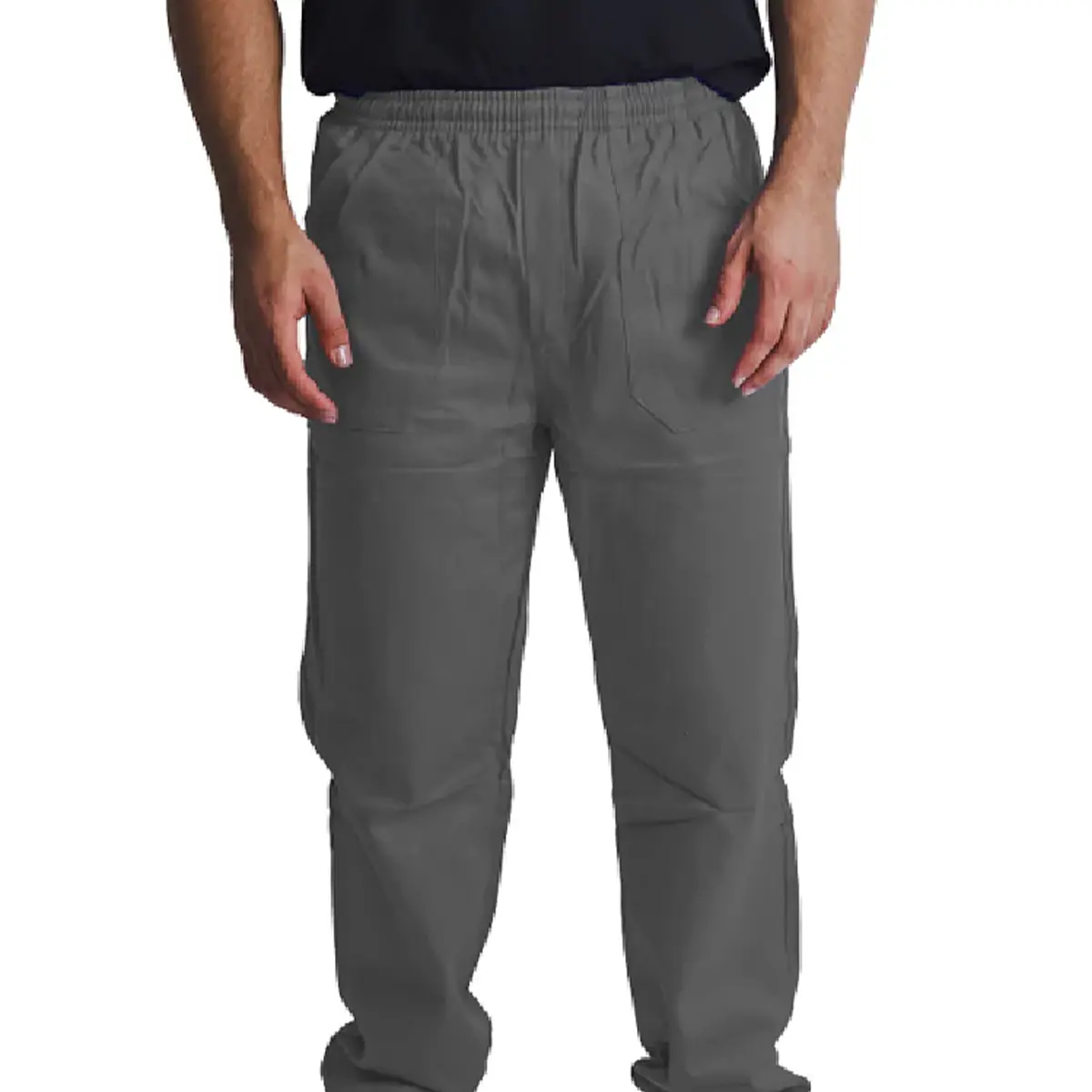 Calça Brim com Elastico e Bolso Cinza Maicol