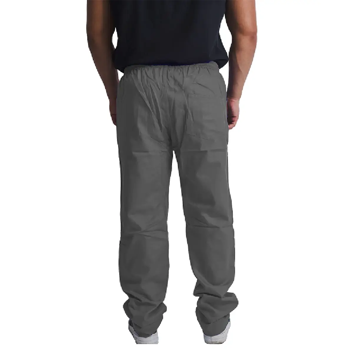 Calça Brim com Elastico e Bolso Cinza Maicol