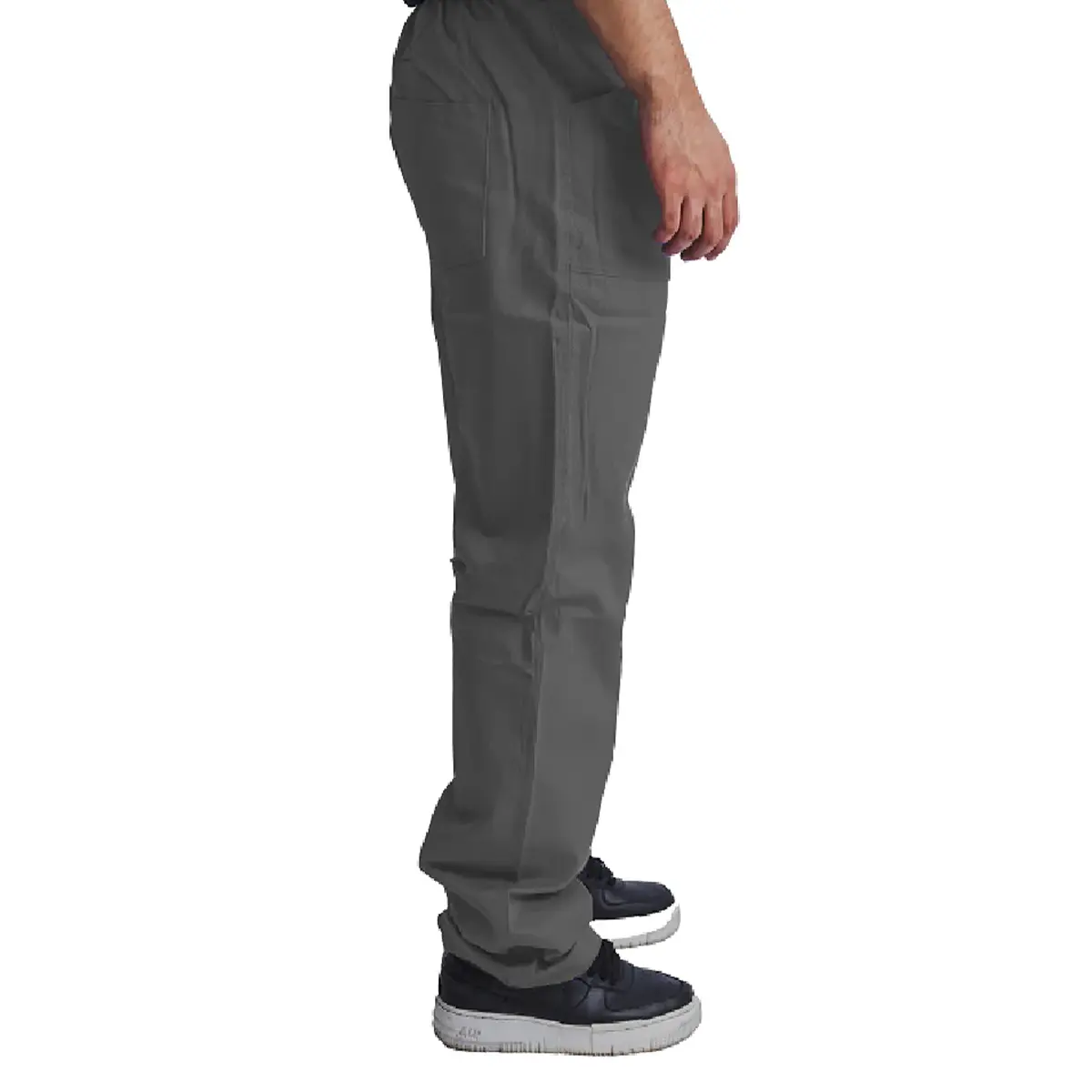 Calça Brim com Elastico e Bolso Cinza Maicol