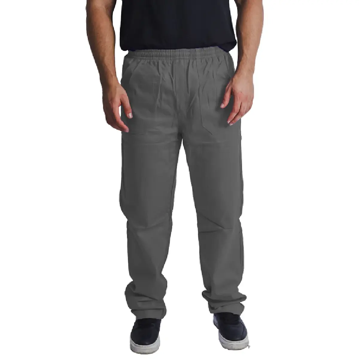 Calça Brim com Elastico e Bolso Cinza Maicol