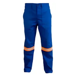 Calça Eletricista NR10 Azul Royal com Refletivo Laranja Maicol