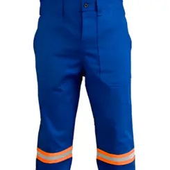 Calça Eletricista NR10 Azul Royal com Refletivo Laranja Maicol