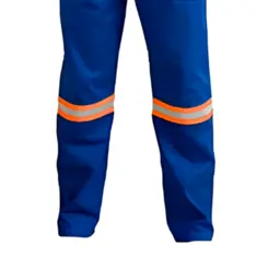 Calça Eletricista NR10 Azul Royal com Refletivo Laranja Maicol