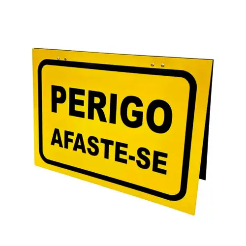 Cavalete Duplo-34 X 47-Amarelo-Perigo Afaste-Se Deitado