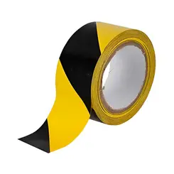 Fita de Demarcação Preto/Amarelo 48MMX30MTS - Plastcor