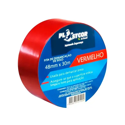 Fita de Demarcação Vermelho 48MMX30MTS Plastcor