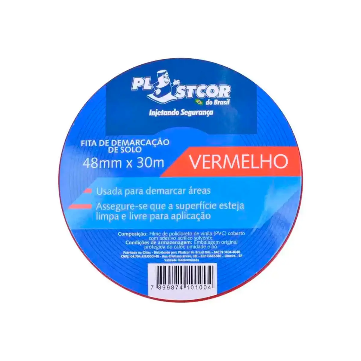 Fita de Demarcação Vermelho 48MMX30MTS Plastcor