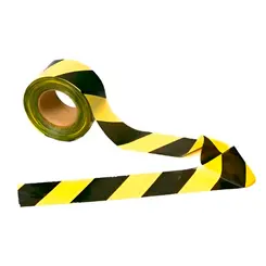 Fita Zebrada para Sinalização Preto e Amarelo Plastcor rolo 100m