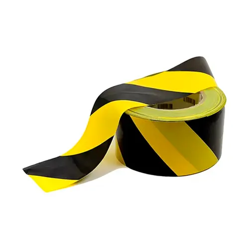Fita Zebrada para Sinalização Preto e Amarelo Plastcor rolo 200m