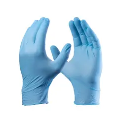 Luva Nitrílica sem Pó Descartável Sensivolk Medical Azul Volk