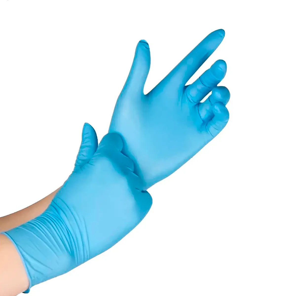 Luva Nitrílica sem Pó Descartável Sensivolk Medical Azul Volk