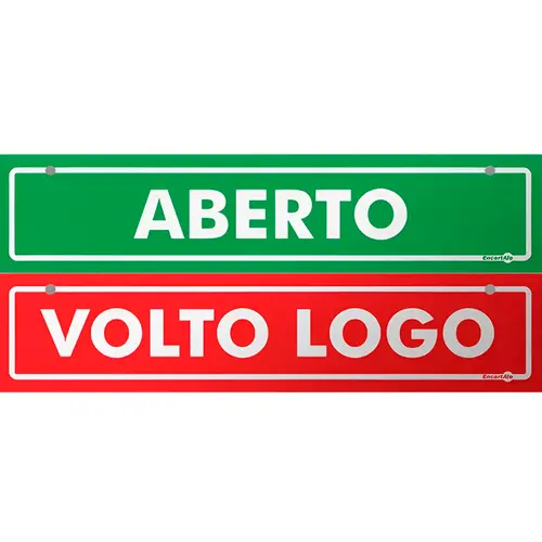 Placa Aberto Fechado - 30x65cm - Encartale